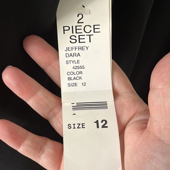 Jeffrey & Sara Evening By Tom Barra 2-Pc Black Sheer Wide Leg Skirt /Top Overlay - Picture 7 of 13